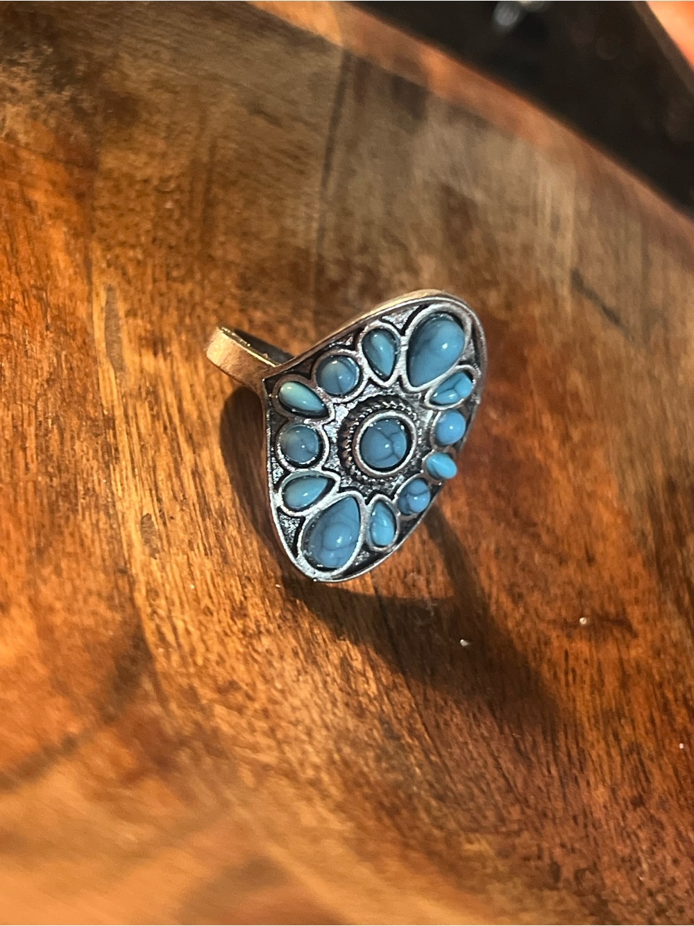 Turquoise Teardrop Cluster Ring - Women Jewelry